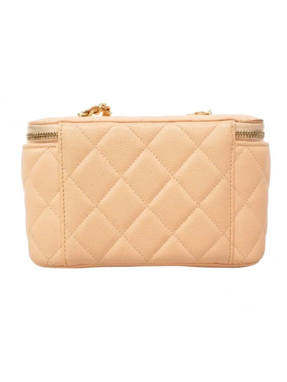 Chanel Vanity Bag Quilted Caviar Leather Pink Champagne Gold 2-Way
